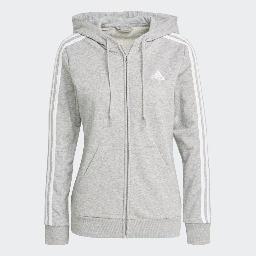 Essentials French Terry 3-Stripes Full-Zip Hoodie