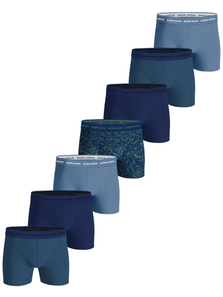Björn Borg Cotton Stretch Boxers 7-pack Blå, L