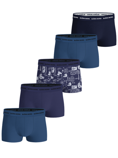Björn Borg Cotton Stretch Trunks 5-pack Blå, L
