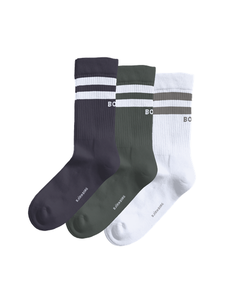 Björn Borg Classic Crew Socks 3-pack Grön, 36-40