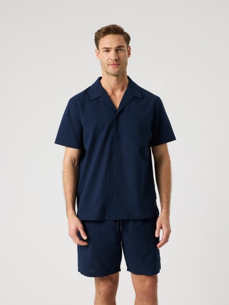 Björn Borg Borg Seersucker Resort Shirt Marinblå, L