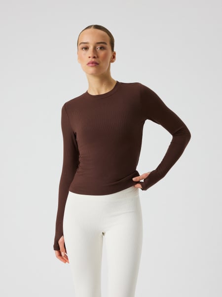 Björn Borg Studio Ribbed Cropped Long Sleeve Brun, L