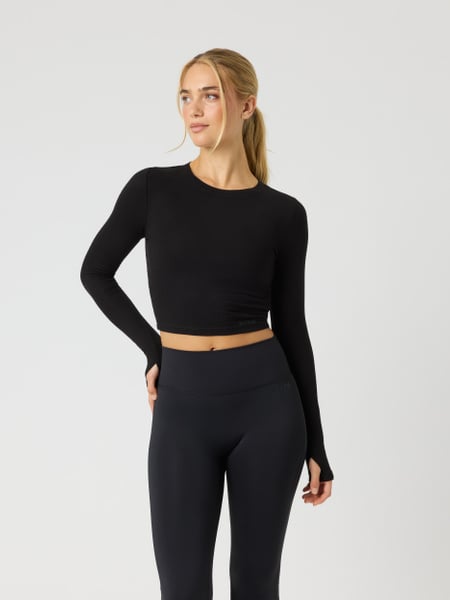 Björn Borg Studio Ribbed Cropped Long Sleeve Svart, L