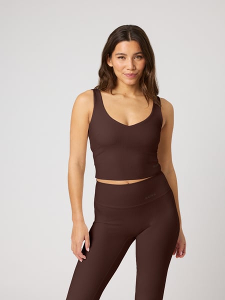 Björn Borg Studio Ribbed V-neck Top Brun, L