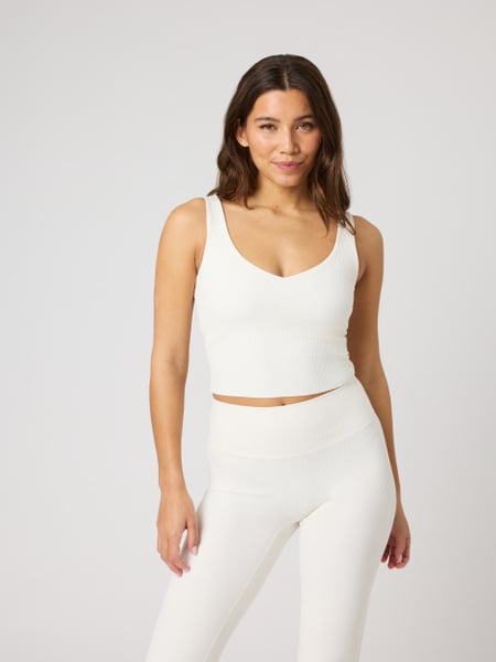 Björn Borg Studio Ribbed V-neck Top Vit, L